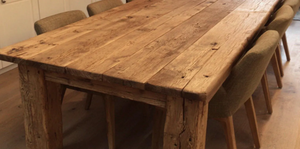 Mesa de comedor y barra de altura ajustable con manivela, de madera maciza de acacia industrial con acabado en nogal y borde natural, estilo rústico. - Product Image 6