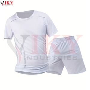 Private Label High Performance Fitness Training Apparel <b>Men</b> <b>Short</b> Sleeve Sport Suit and Matching Casual Athletic <b>Shorts</b> Set - Product Image 3