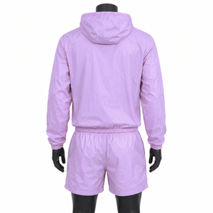 Ensemble veste coupe-vent légère à capuche et short pour homme, violet uni, décontracté, vêtements d'extérieur printemps, survêtement, séchage rapide - Product Image 2