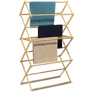 Sleek design indoor portable Vertical folding wooden clothes <b>drying</b> <b>rack</b> tiered laundry <b>drying</b> stand customization available - Product Image 3