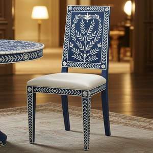 Silla de Resina con Incrustaciones de Hueso de Lujo, Diseñada con Artesanía Tradicional, Asiento Elegante para Decoración Contemporánea - Product Image 2