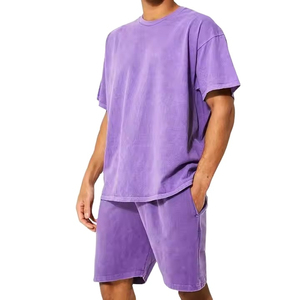 Men Acid Wash Summer Set Casual <b>Athletic</b> Outfit Featuring Lightweight Acid Washed T Shirt And Comfortable Shorts For Fitness - Product Image 2