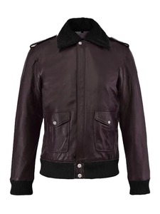 Chaqueta de cuero Dominik Purple Blouson para hombre - Product Image 1