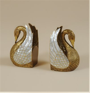 Sujetalibros decorativos de cisne en oro y nácar para un aspecto lujoso y brillante. Disponible a precios de mayorista. - Product Image 1