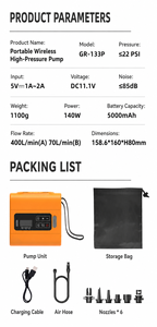 Pompe à air électrique sans fil portable 22 PSI haute pression, <span class=keywords><strong>gonfleur</strong></span> <span class=keywords><strong>rechargeable</strong></span> pour SUP, kayak, <span class=keywords><strong>bateau</strong></span> gonflable - Product Image 4