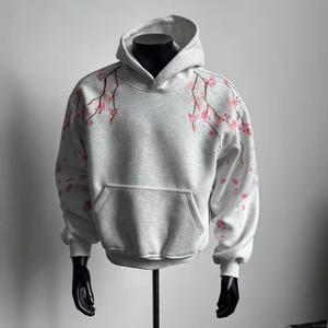 Sudadera con Capucha Bordada con Flores de Otoño Invierno, Sudadera Holgada Informal de Moda Urbana para Hombre y Mujer - Product Image 1