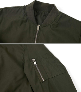 <b>Men's</b> solid color bomber Stand collar zipper <b>jacket</b> Windproof casual autumn wear Regular fit polyester <b>jacket</b> - Product Image 4