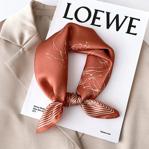 Foulard carré en satin 100% Soie de Mûrier, motif artistique rétro, 53 cm, pour femme, multi-usage : foulard de cou, bandeau pour cheveux, accessoire de sac, durable - Product Image 3