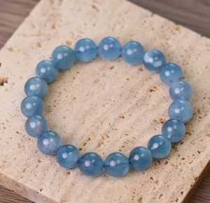 Aquamarine Beads <b>Bracelet</b> 8mm High Quality Natural Blue Gemstone <b>Beaded</b> Stretch Wholesale Bulk Jewelry Supplier - Product Image 3