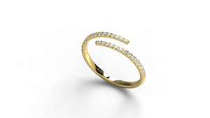 18K Gold Wrap Round Diamond <b>Wedding</b> Band Spiral Coil Ring Adjustable Open Bypass Micro Pave Eternity Ring Fine Jewelry For Women - Product Image 2