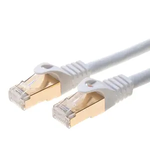 S/FTP CAT7 Kabel Tembaga RJ45 Berlapis Emas Berpelindung Kabel Patch Jaringan Ethernet 10 Gigabit