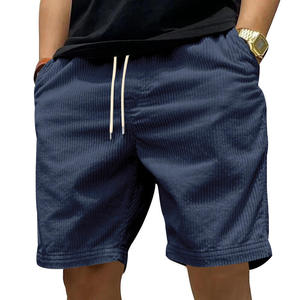Pantalones cortos de pana para hombre, pantalones cortos informales con cordón amarillo, mezcla de algodón, ropa de calle de verano, pantalones cortos de playa cómodos - Product Image 1