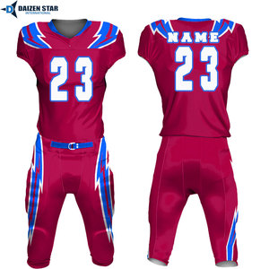 Ensemble de maillot et pantalon de football américain pour homme, col en V, manches courtes, uniforme respirant, imprimé sublimé marron et violet 23 - Product Image 3