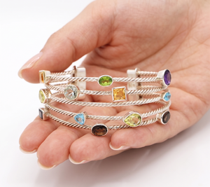 Natural Smoky Quartz 925 Sterling Silver Handmade Trendy Party Cuff Bracelet for Women <b>Men</b> Children Memoria Jewels IGI Certified - Product Image 5
