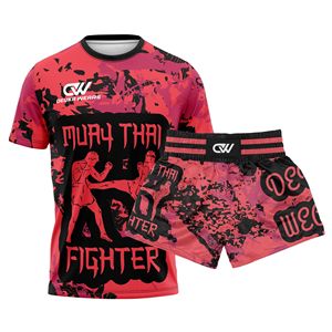 Conjunto de Rashguard y Pantalones Cortos para Grappling con Diseño Personalizado y Bajo MOQ, Impresión por Sublimación, Transpirable, de Fibra de Poliéster, Ropa de Entrenamiento de Manga Corta - Product Image 1