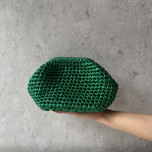 Hot Metallic Blue Clutch Mini Handbag 100% Handmade <b>Knitted</b> Metallic Yarn for Events Good Price Bag for Women - Product Image 4