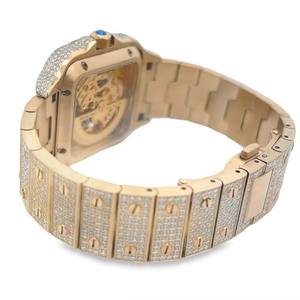 Montre d'affaires personnalisable en quartz avec cadran en verre, boîtier carré en acier inoxydable, date automatique, cadeau élégant avec diamant Moissanite - Product Image 4