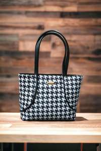 Sac fourre-tout pied-de-poule avec fermeture éclair, sac à bandoulière grande capacité pour le shopping et les voyages - Product Image 3