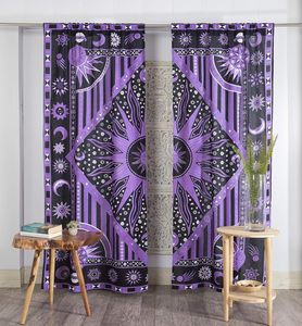 Cortinas de Ventana con Diseño de Mandala Hippie y Sol Indio, Estilo Bohemio Gitano, con Estampado de Sol y Luna, para Dormitorio, Sala de Estar, Balcón, Color Morado - Product Image 5