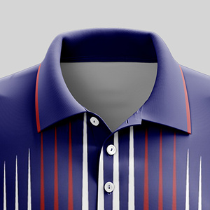Men's Blue Red White Striped Printed Lightweight Sublimated for Shirt Short Sleeve Moisture Wicking Regular Fit <b>Soccer</b> - Product Image 2