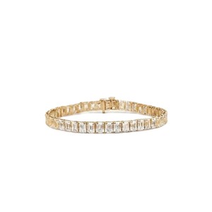 Bracelet tennis en diamant de laboratoire taille émeraude, bijoux fins, bracelet classique élégant, or massif 10K 14K 18K, bijoux de mariage - Product Image 1