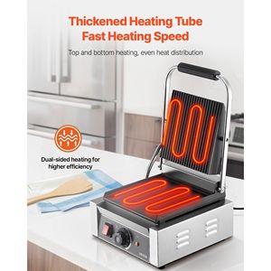 Piastra Elettrica Commerciale per Panini da 1800W in Acciaio Inox con Controllo della Temperatura per la Cottura di Sandwich - Product Image 2