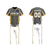 Ensemble uniforme de baseball toutes saisons pour homme, maillot à manches courtes et pantalon en tissu polyester sublimé 180 GSM