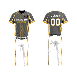 Ensemble uniforme de baseball toutes saisons pour homme, maillot à manches courtes et pantalon en tissu polyester sublimé 180 GSM - Product Image 1