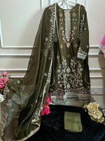 Beau costume pakistanais en organza de femme de chambre sur mesure de qualité impressionnante avec séquence de broderie travail Style long