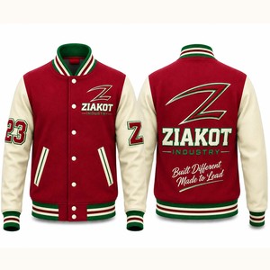 Chaqueta Varsity de Camuflaje Rojo y Negro Personalizada de la Industria Ziakot, con Cierre Completo, Estilo Letterman, Homenaje al Servicio Militar, Venta al Por Mayor Directa - Product Image 3