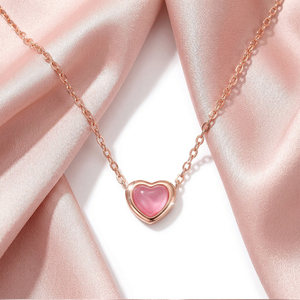 Collier pendentif en argent sterling 925 plaqué or rose avec cœur rose, floral, fait main pour femmes, cérémonies religieuses, Seaila Exports - Product Image 3