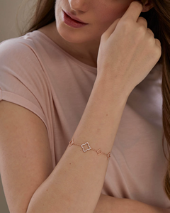 Pulsera de Oro 10K 14K con Diamantes de Laboratorio para Mujer, Brazalete con Eslabones Florales de Trébol, Joyería de Regalo para Ella, Pulsera con Dije de Flor - Product Image 4