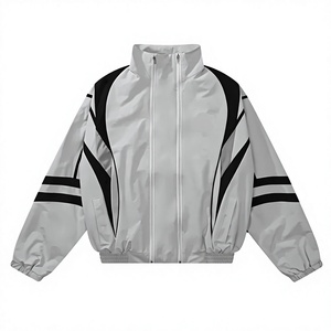 Ensemble de survêtement décontracté pour homme, veste coupe-vent à fermeture éclair intégrale, pantalon à taille élastique, coupe ample, vêtements d'extérieur pour l'automne - Product Image 4
