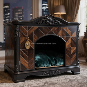 Support à plantes en bois massif noir antique OE-FASHION, table de présentation de fleurs à étages de luxe avec marqueterie en noyer - Product Image 5