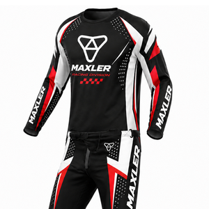 Combinaison de motocross personnalisée, imperméable, pour adultes, ensemble de vêtements de moto, pantalon et maillot, % polyester - Product Image 3