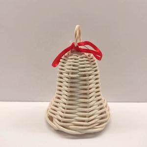 Decoraciones Navideñas al por Mayor del Fabricante, Estructura Colgante de Campana de Ratán Blanco con Lazo para Exhibición - Product Image 1