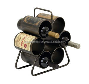 Iron <b>Wire</b> Crafted Metal Wine Rack Tabletop Display Rack <b>Black</b> Color Finished Best Quality 5 Bottle Holder Beer Stand - Product Image 6