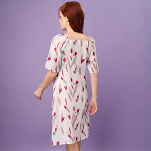 Vestido de Georgette con Estampado Floral, Vestido Vintage de Algodón con Estampado Multicolor para Niña, Vestidos para Uso Casual y de Oficina - Product Image 1