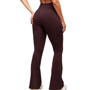Premium <b>Brown</b> Flare Yoga Pants Women High Waisted Bootcut Gym Leggings Tummy Control Wide Leg Workout Tights Activewear - Product Image 2