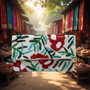Sacs fourre-tout promotionnels de style tendance, durables, avec poignée baguette, en perles de verre, artisanaux indiens colorés, de luxe, de style ethnique - Product Image 3