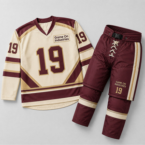 2026 Breathable Sportswear Sublimated Hockey Apparel Vintage Maroon Ice Hockey Jersey And Pants Set Custom Team Uniform - Product Image 1