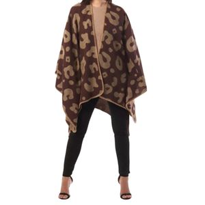 Brown Leopard Print <b>Wrap</b> Shawl Soft Warm Fashion Scarf Women Oversized Animal Pattern Cape Style Winter Casual Shoulder Cover - Product Image 1