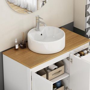 Lavabo da Appoggio in Ceramica Bianco Lucido per Bagno 15.7\" X 5.7\" - Lavandino da Bagno 15.7\" X 5.7\" - Product Image 6