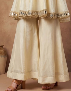 Kurta Sharara Dupatta Festiva KV Cream Mirror Work - Product Image 2