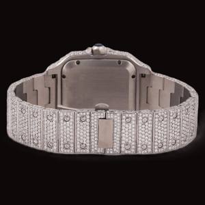 Customized Multi Color Roman Numerals <b>Square</b> Glass Dial Fully Iced out Moissanite Diamond White Gold Hip Hop Style Fashion <b>Watch</b> - Product Image 3