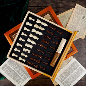 Juego de Ajedrez de Madera de Nogal Hecho a Mano de Alta Calidad - Juego de Ajedrez y Damas de Lujo para Mesa con Cajón Extraíble - Product Image 5