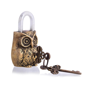 Candado de Metal con Forma de Búho Vintage, Cerradura Decorativa Antigua para Puerta, Cerradura Ornamental para Gabinete o Puerta con Llaves Decorativas - Product Image 1