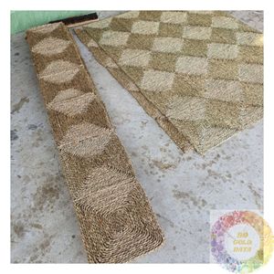 Tapis rectangulaire en bambou tressé, décoration intérieure, tapis de sol en fibres naturelles, fait main, accent décoratif pour salon, salle à manger, chambre et patio - Product Image 6