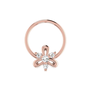 เครื่องประดับเจาะจมูกทองคำ 14K ดีไซน์กลีบดอกไม้บานสะพรั่ง ประดับเพชรธรรมชาติ 0.039 กะรัต ยี่ห้อ Ajretail - Product Image 2