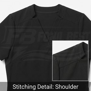 Women V-Neck <b>Scrub</b> <b>Tops</b> Short Sleeve With Pockets Cotton Polyester Hospital Uniforms - Product Image 4